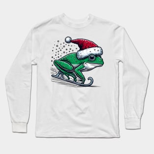 Frog Ice Skating Christmas Long Sleeve T-Shirt